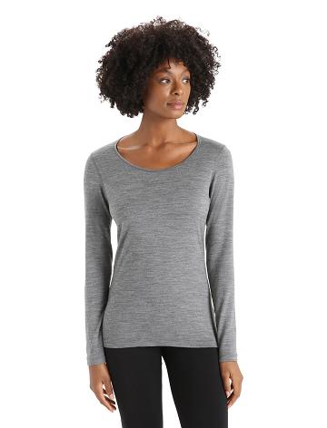 Gritstone Heather Women's Icebreaker Merino 200 Oasis Long Sleeve Scoop Neck Thermal Top Base Layers | USA 1876QMAZ